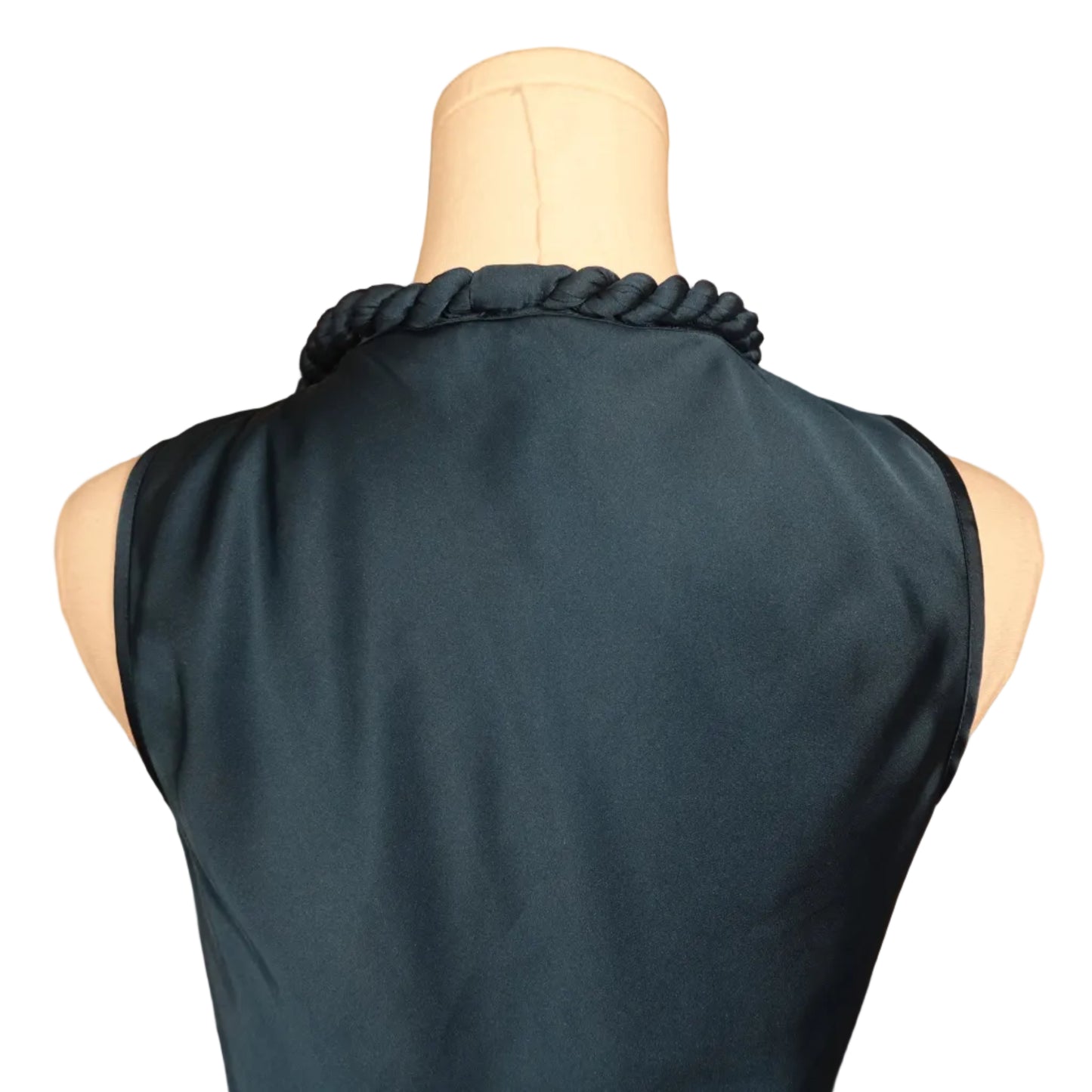 Spense Teal Satin Braided Neckline Tank-M