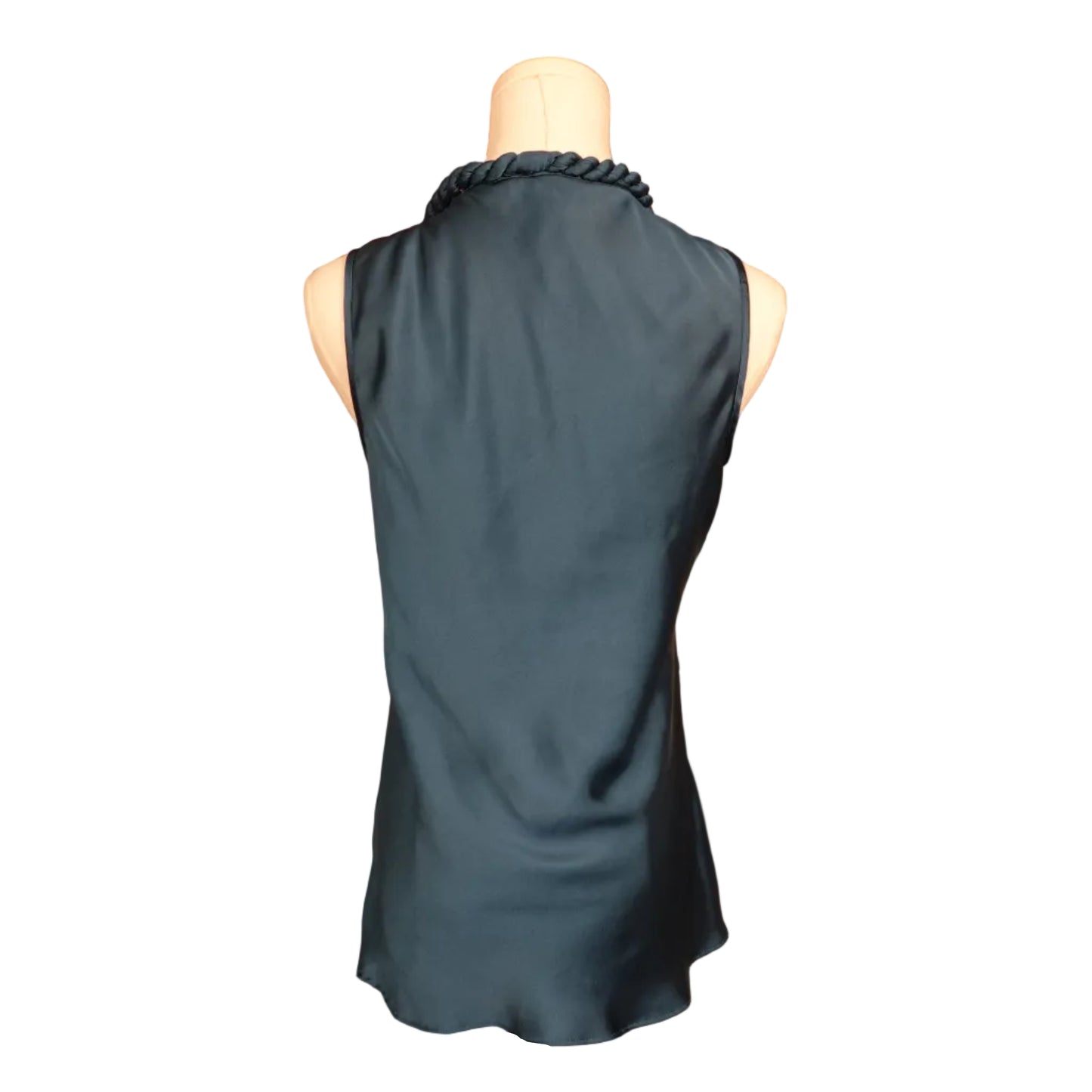 Spense Teal Satin Braided Neckline Tank-M
