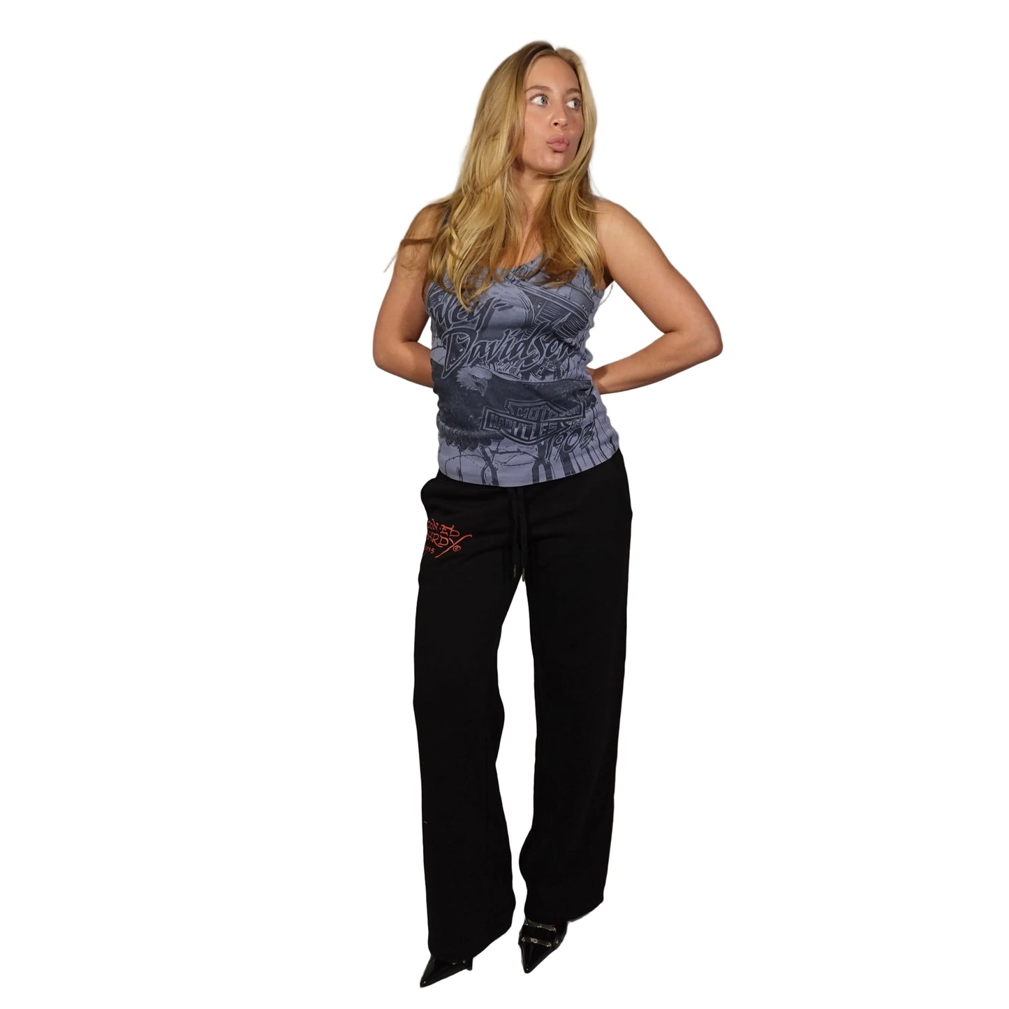 Ed Hardy "Love Kills Slow" Black Sweatpants - Gold Lettering-S