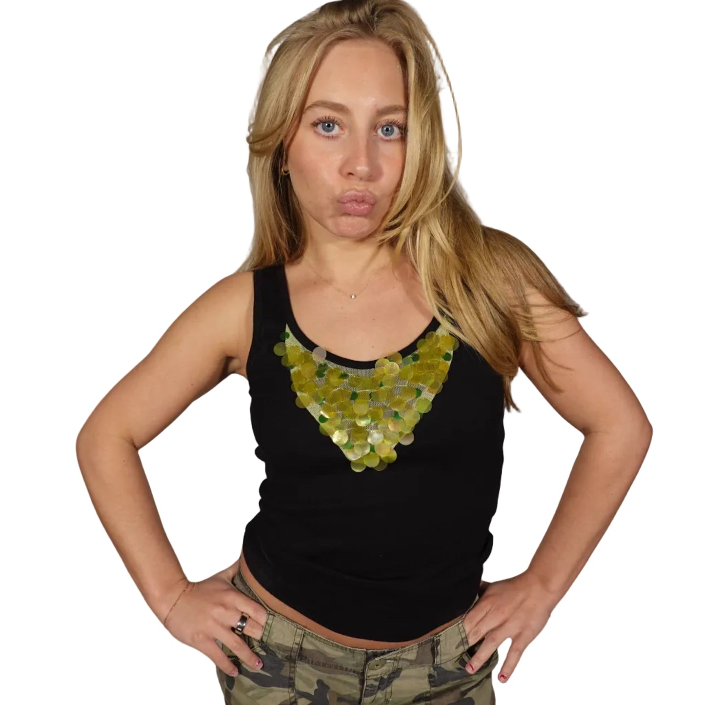 Lime Light Sequin Tank-M