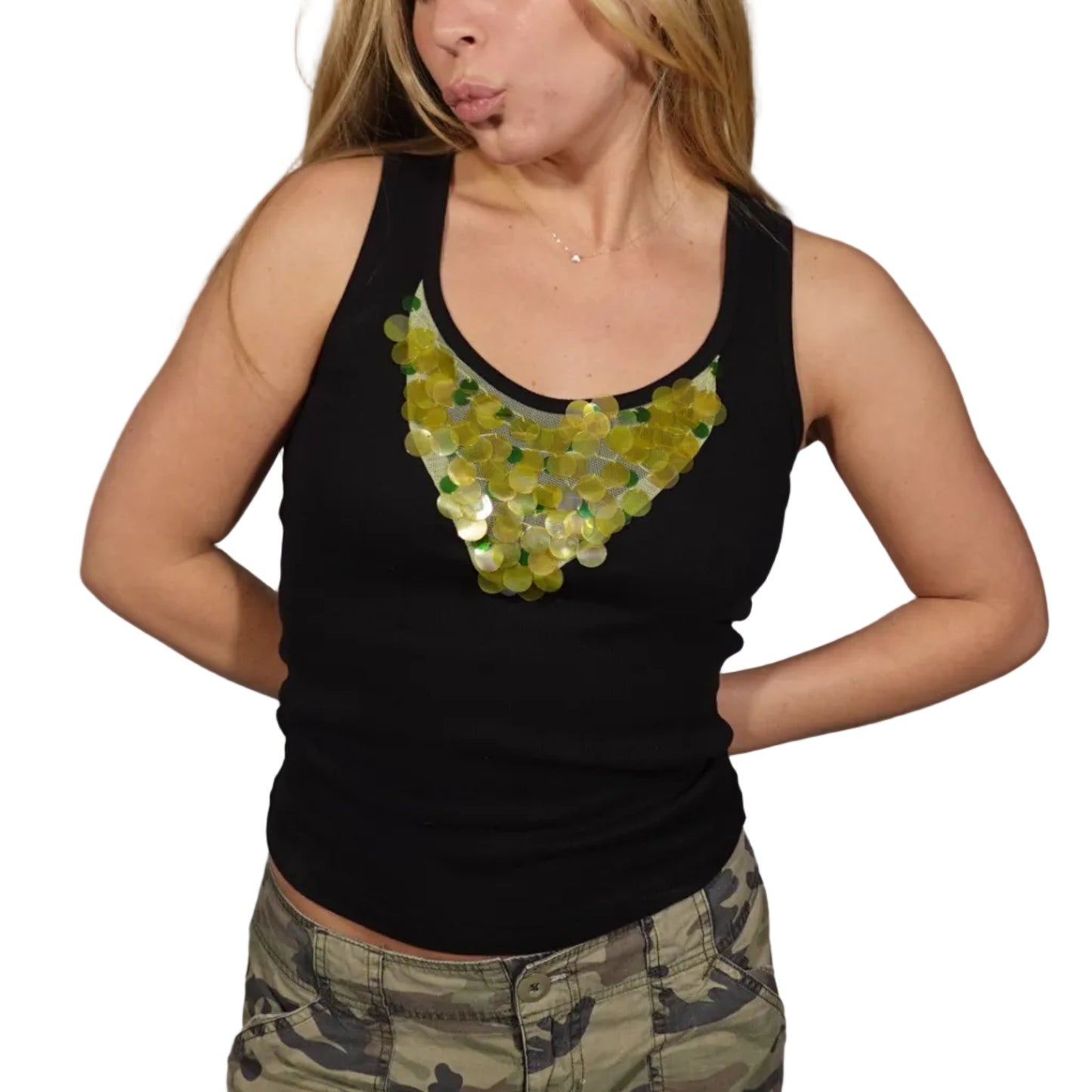 Lime Light Sequin Tank-M