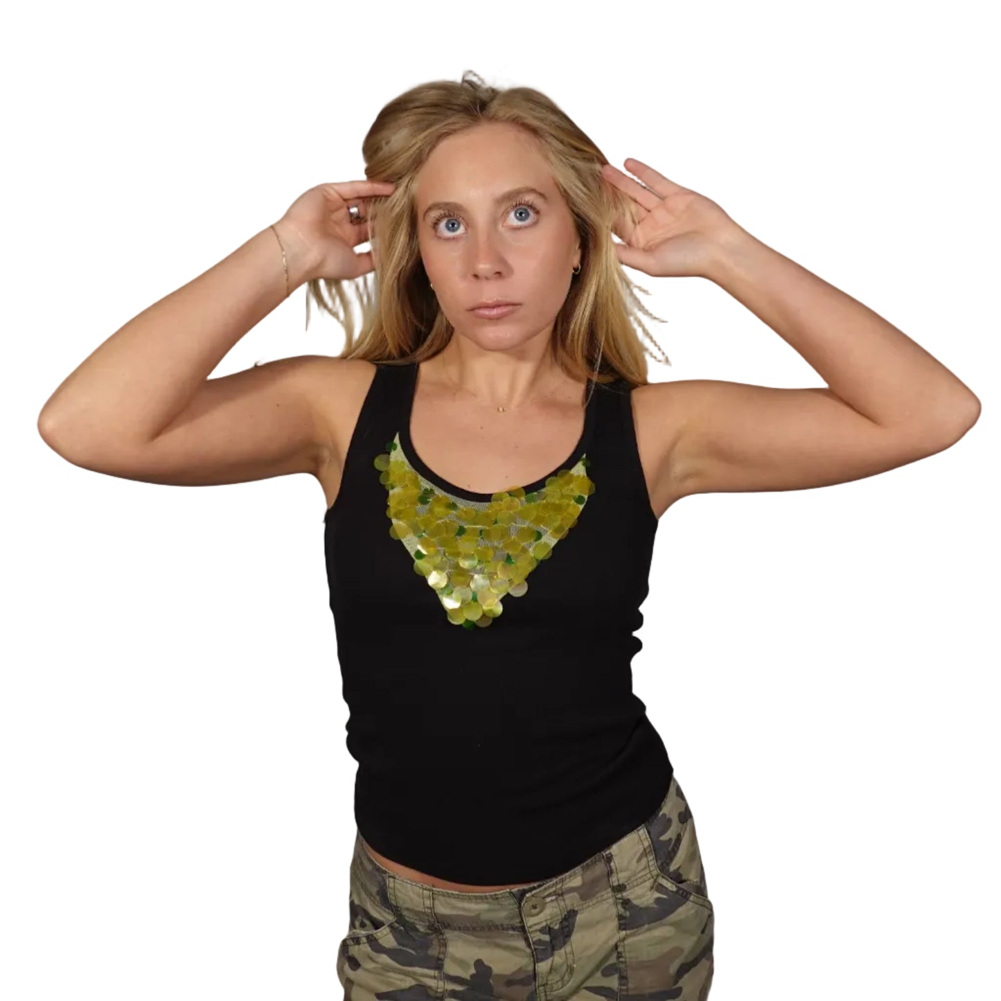 Lime Light Sequin Tank-M