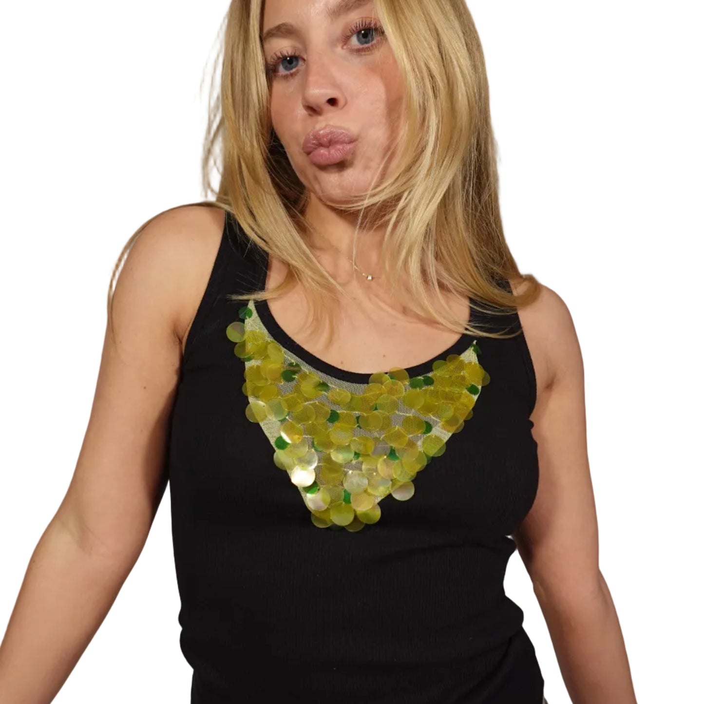 Lime Light Sequin Tank-M