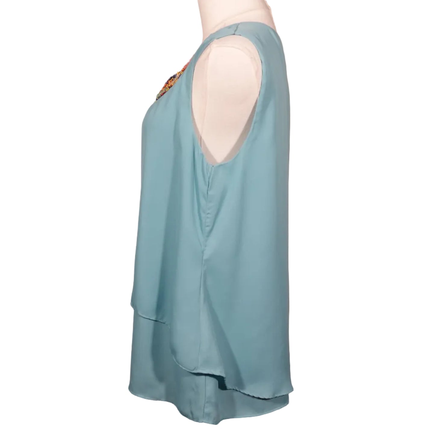 Sage Embellished Layered Tank (S)