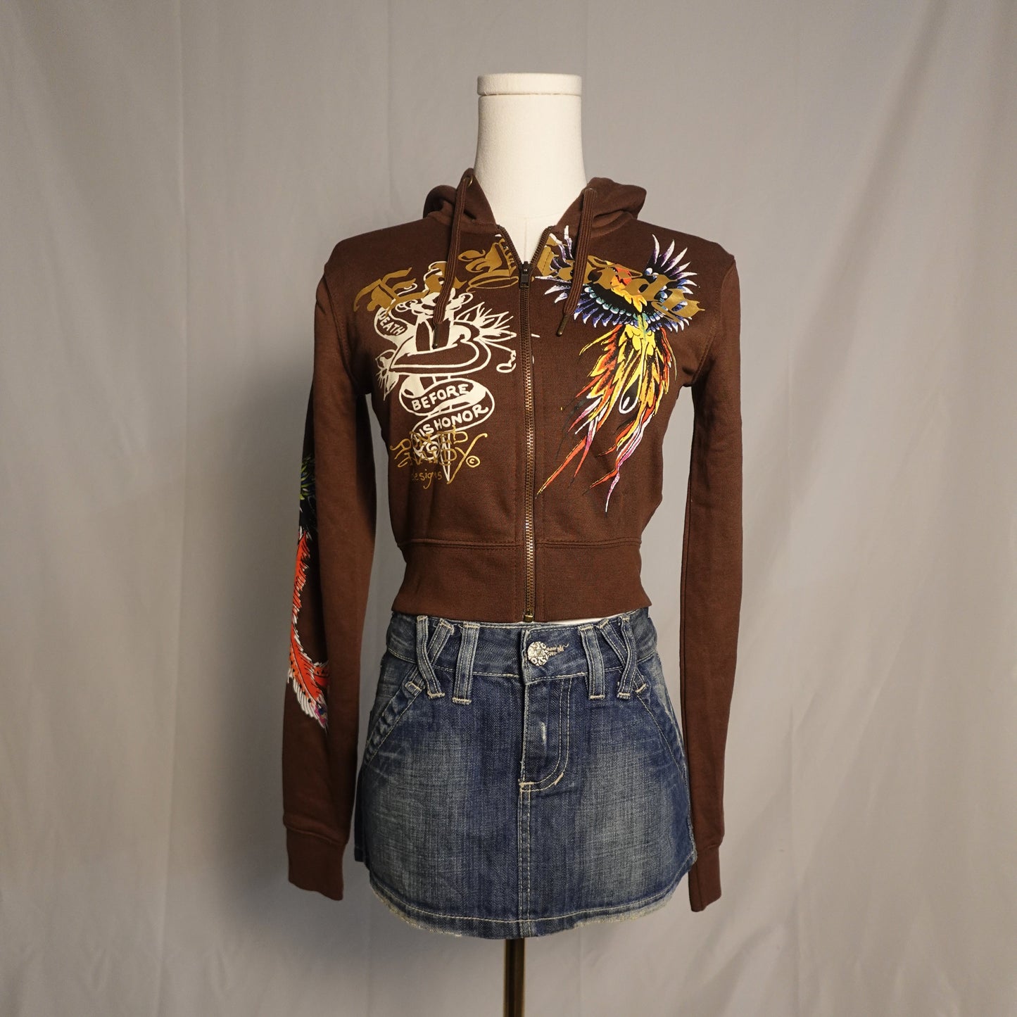 Ed Hardy Cropped Jacket Brown