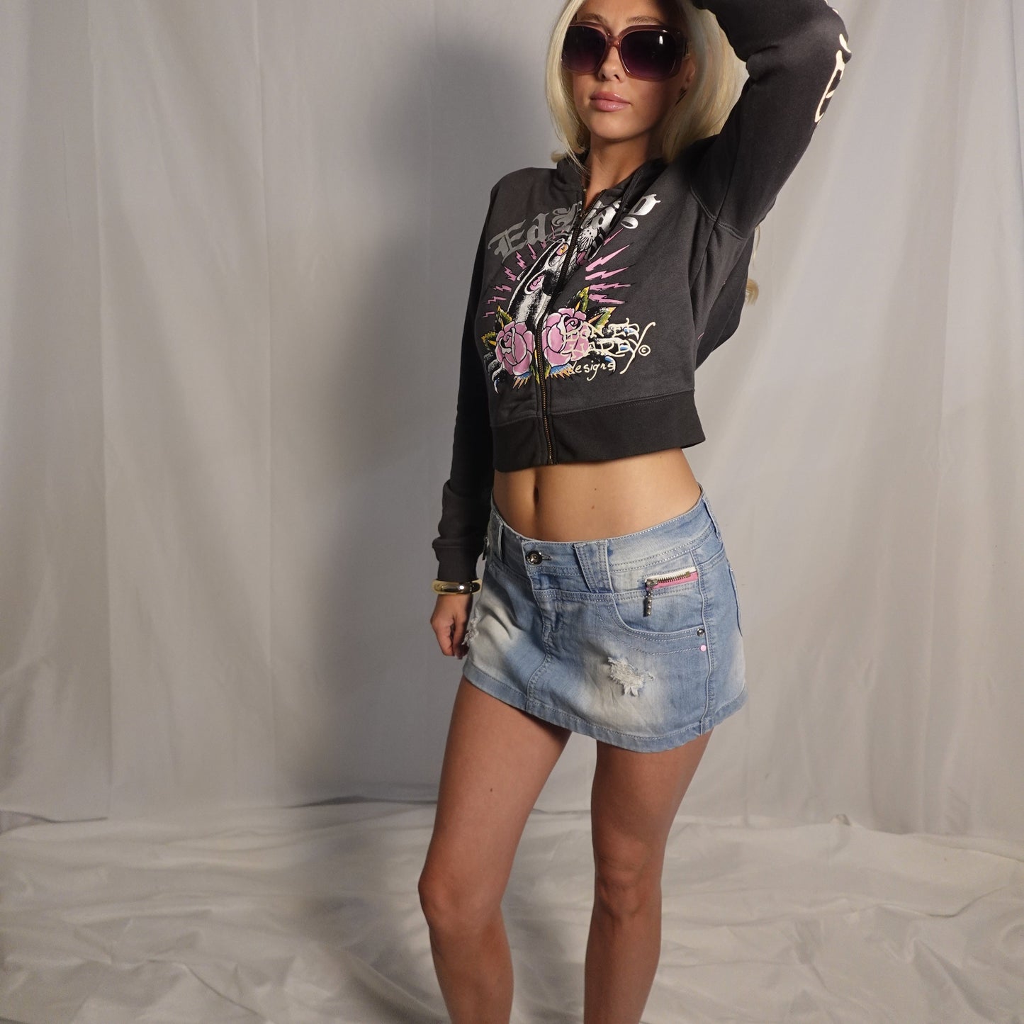 Pink & Denim Mini Skirt