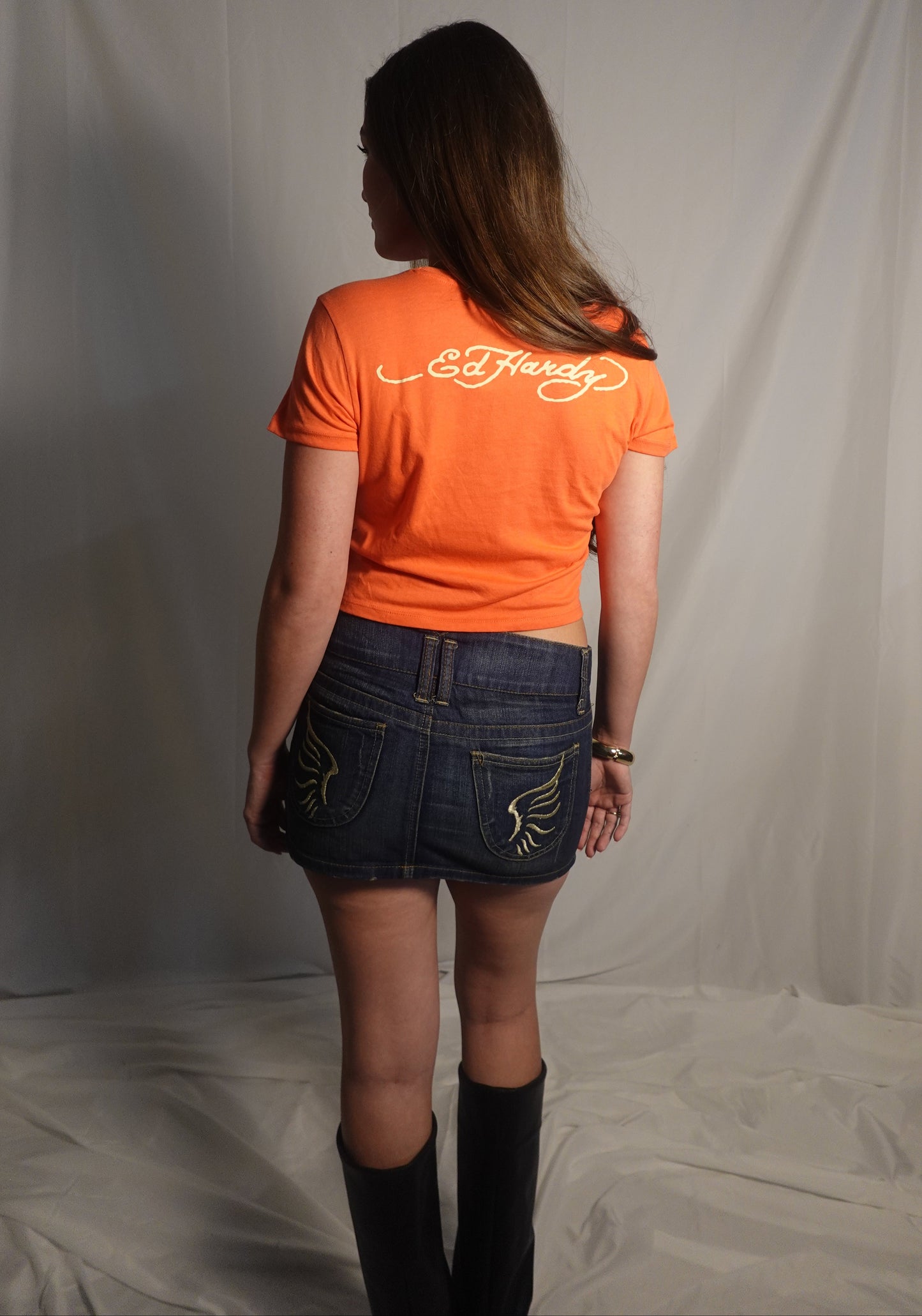 Ed Hardy Orange Born Free Tee