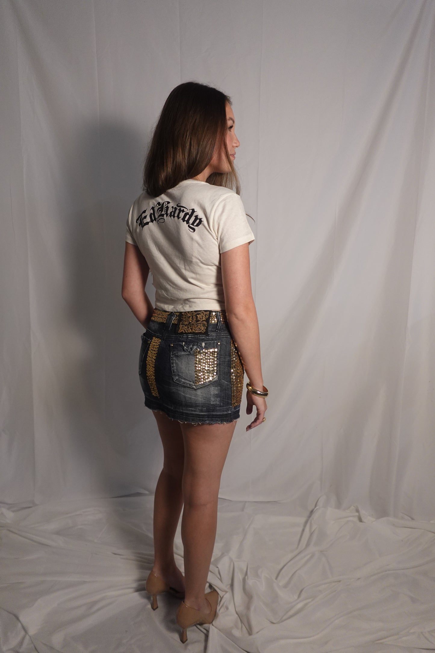 Sequins Denim Skirt