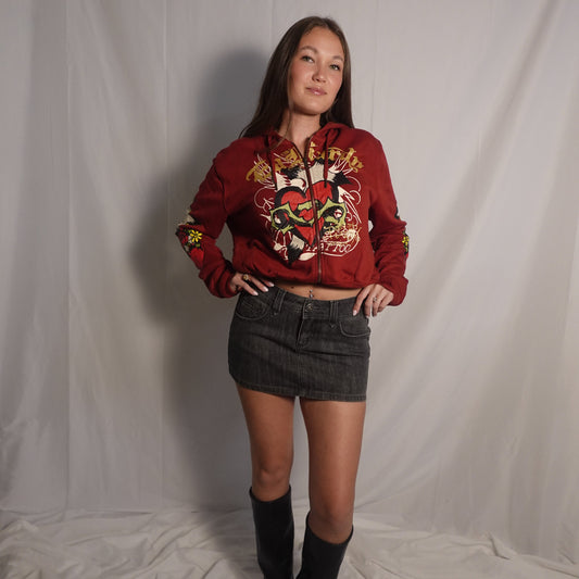 Ed Hardy Maroon Cropped Jacket