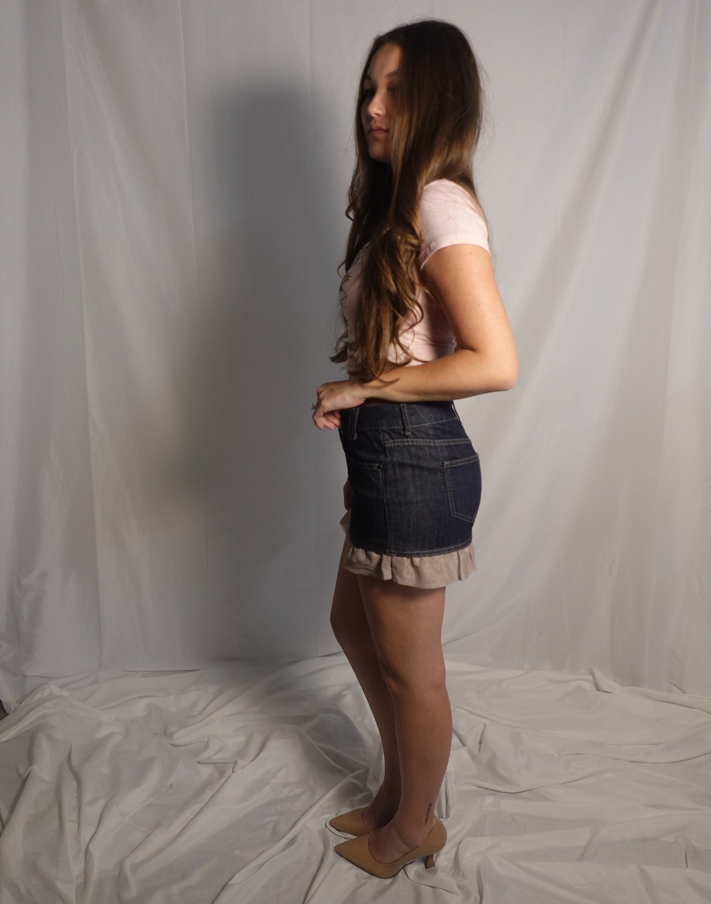 Denim Skirt with ruffle