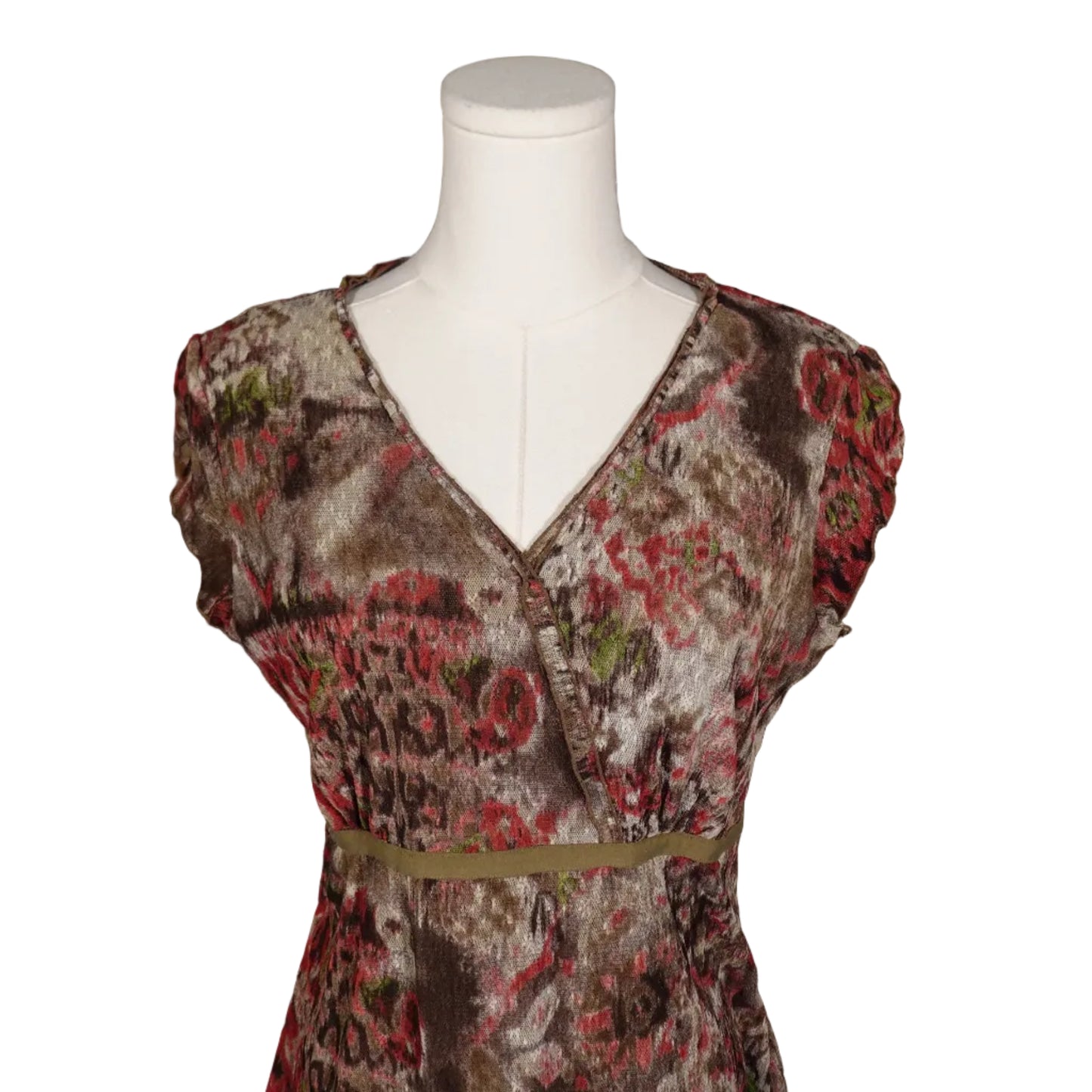 Abstract Floral Mesh Blouse-L