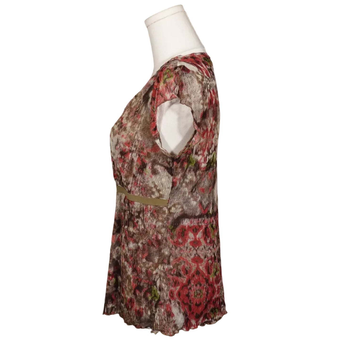 Abstract Floral Mesh Blouse-L
