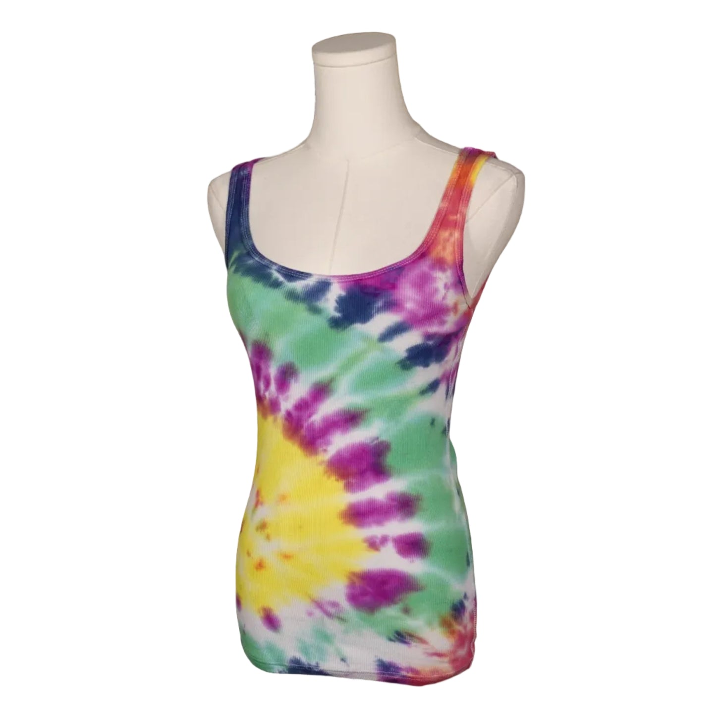 Rainbow Tie-Dye Ribbed Tank-M