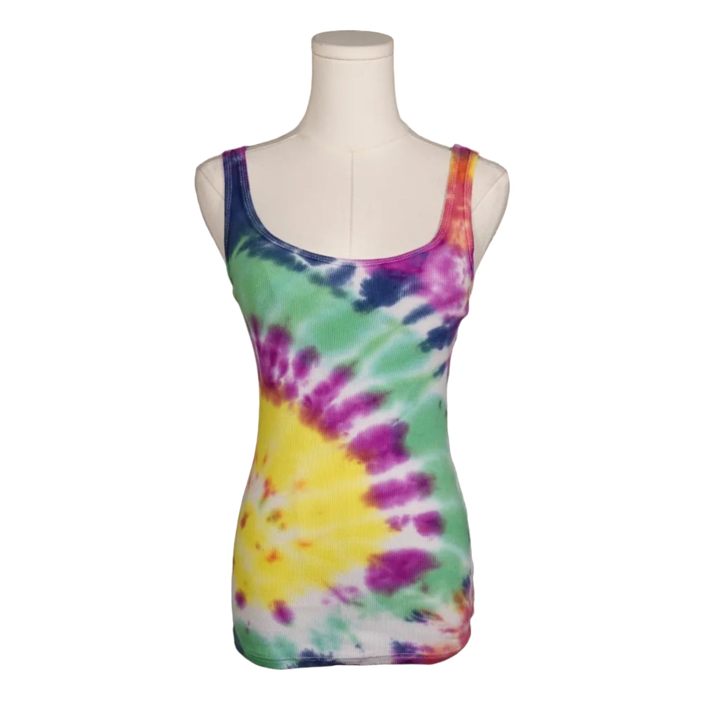 Rainbow Tie-Dye Ribbed Tank-M