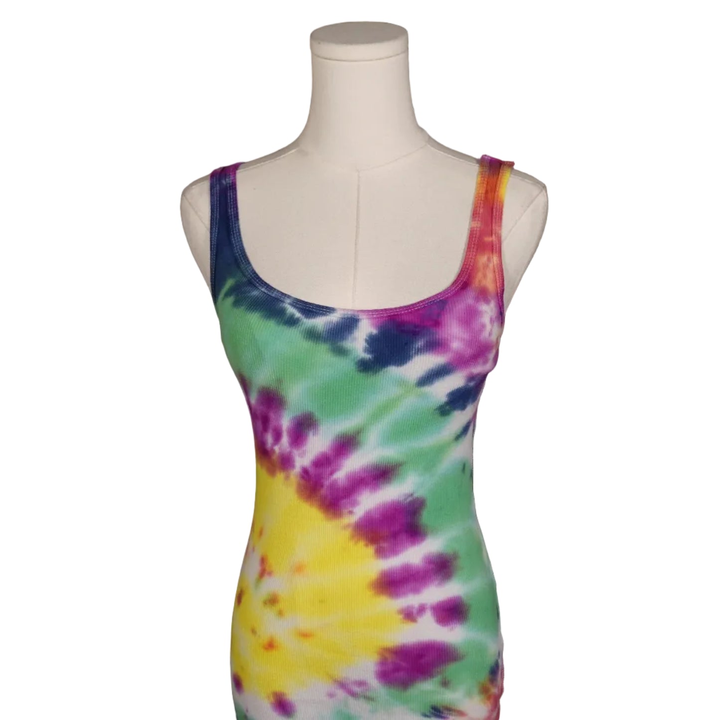 Rainbow Tie-Dye Ribbed Tank-M