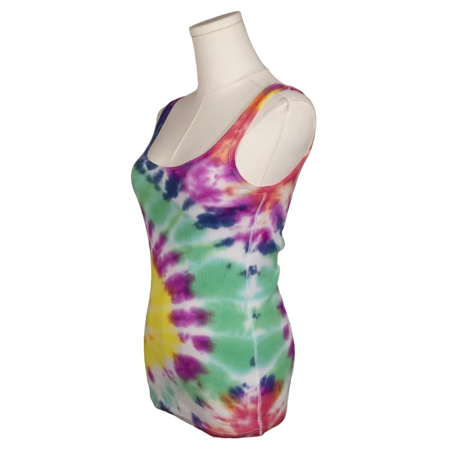 Rainbow Tie-Dye Ribbed Tank-M