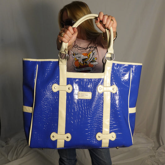 Blue & White Oversized Tote Bag