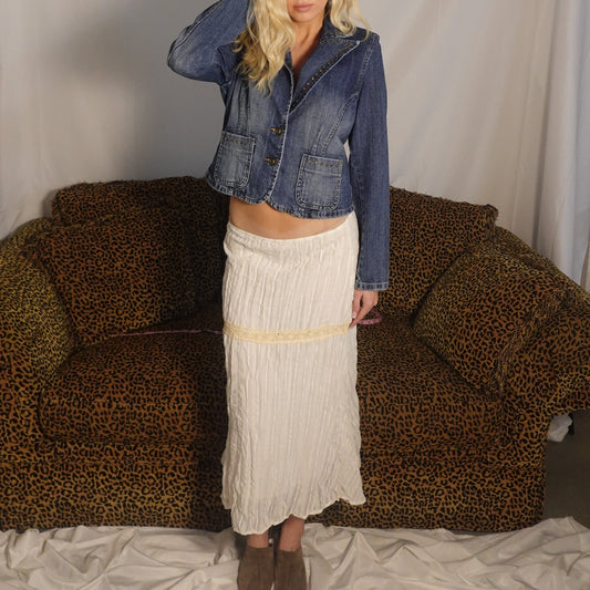 Cream Lace Midi Skirt