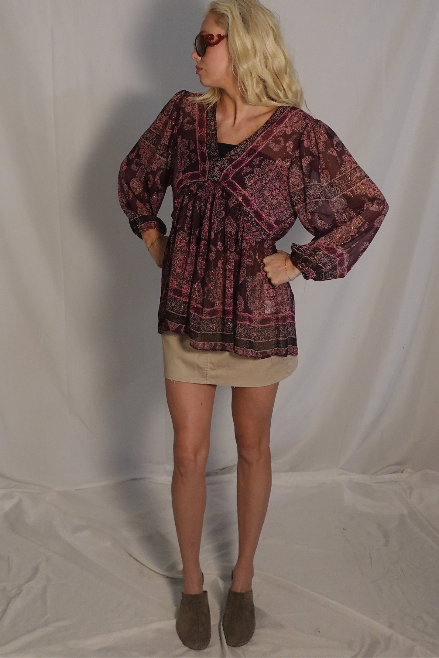 Rose + Olive Boho Paisley Tunic Top