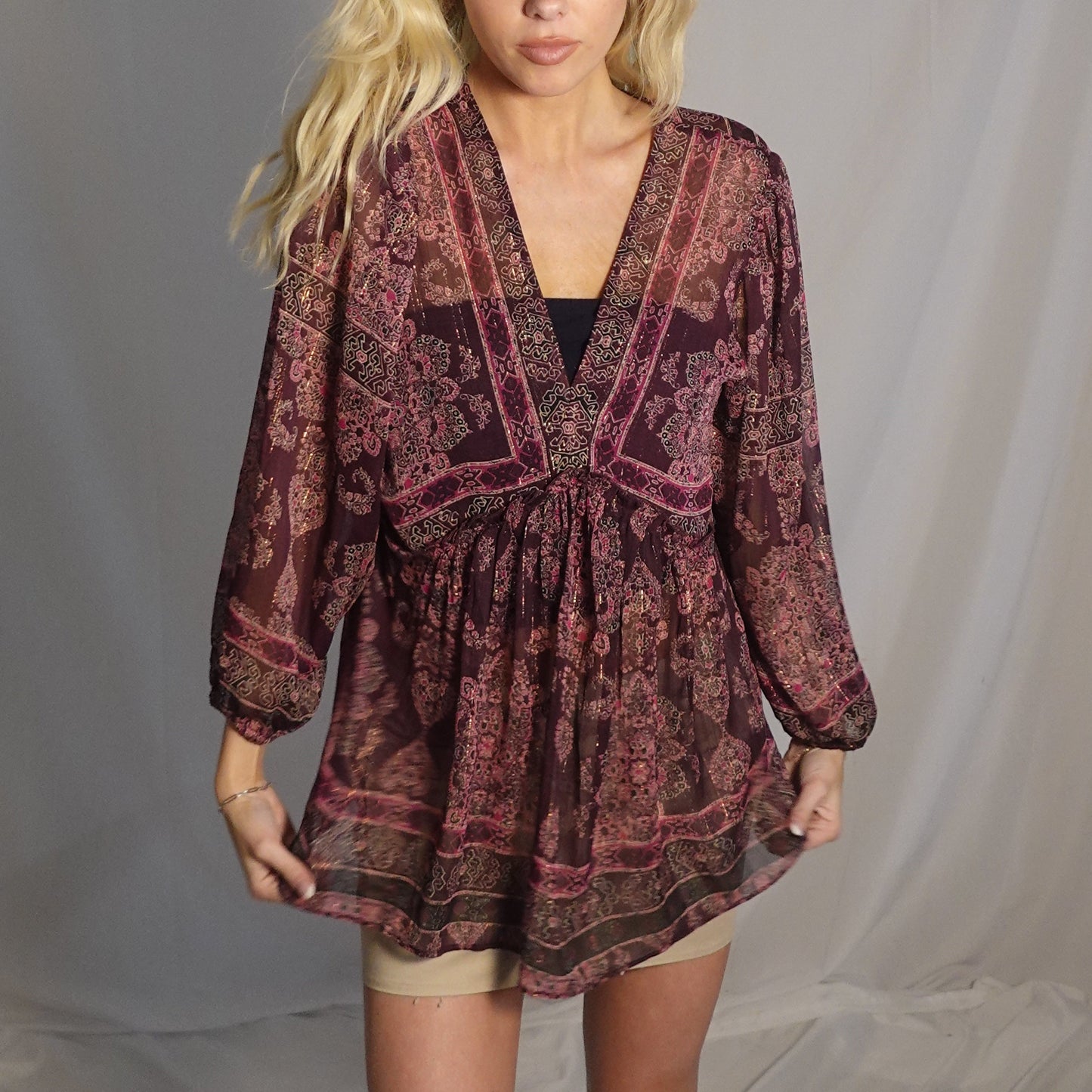 Rose + Olive Boho Paisley Tunic Top