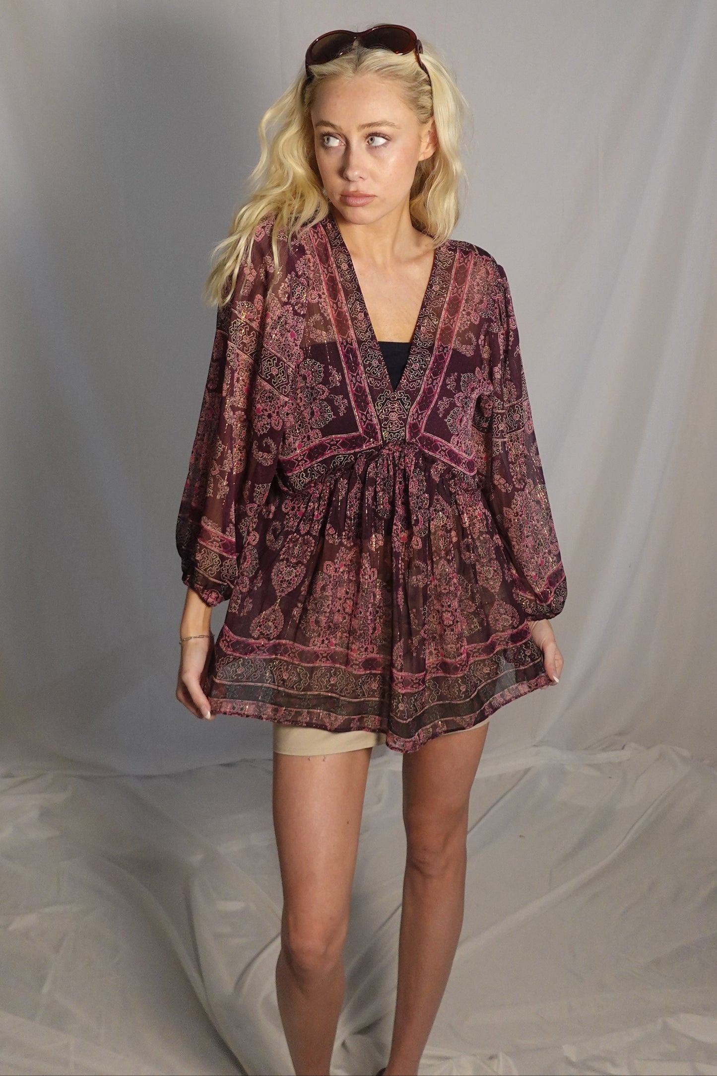 Rose + Olive Boho Paisley Tunic Top