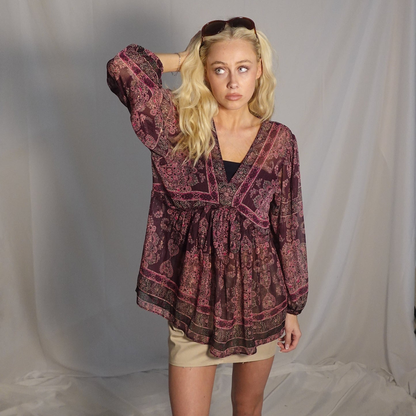 Rose + Olive Boho Paisley Tunic Top