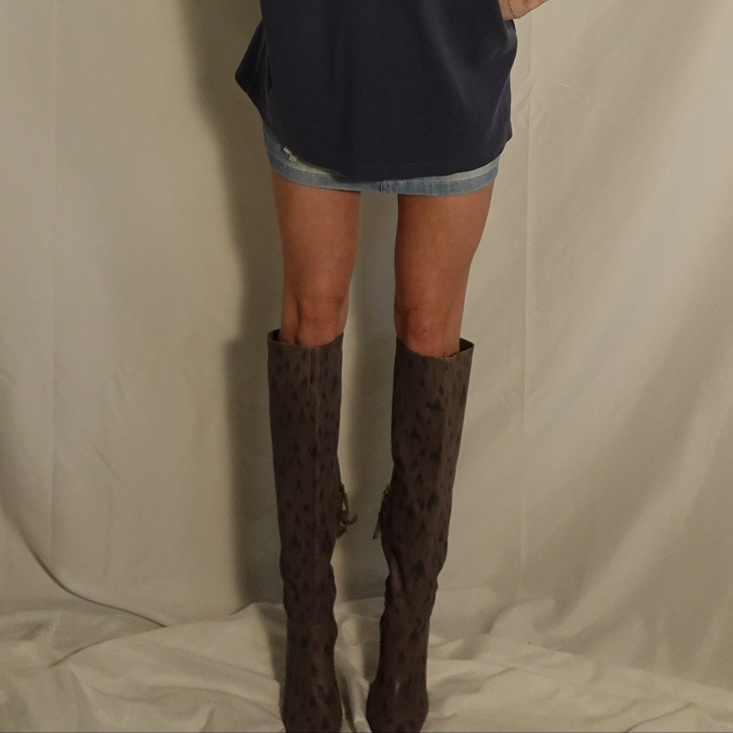 Rebecca Taylor Italian-Made Gray Leopard Boots