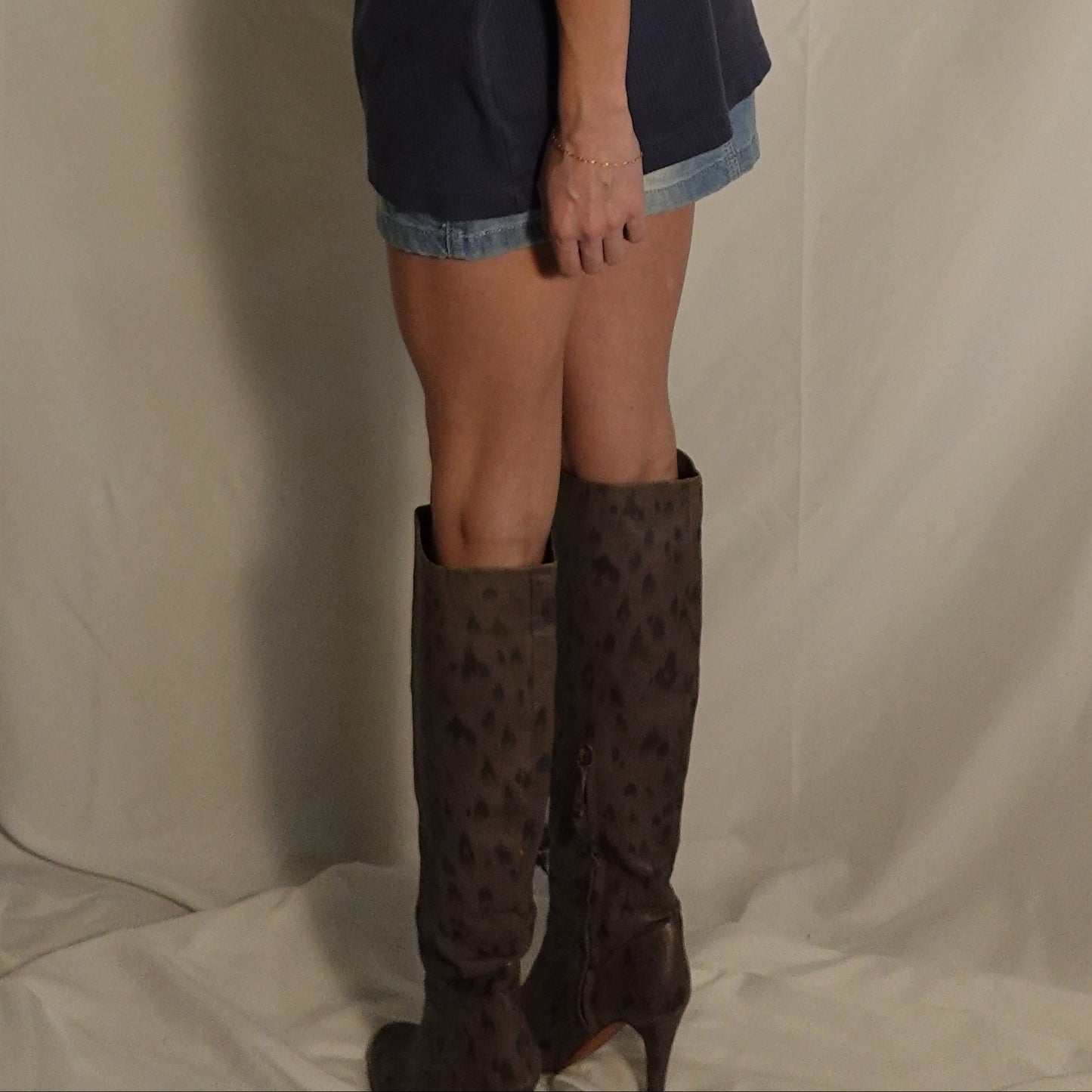 Rebecca Taylor Italian-Made Gray Leopard Boots