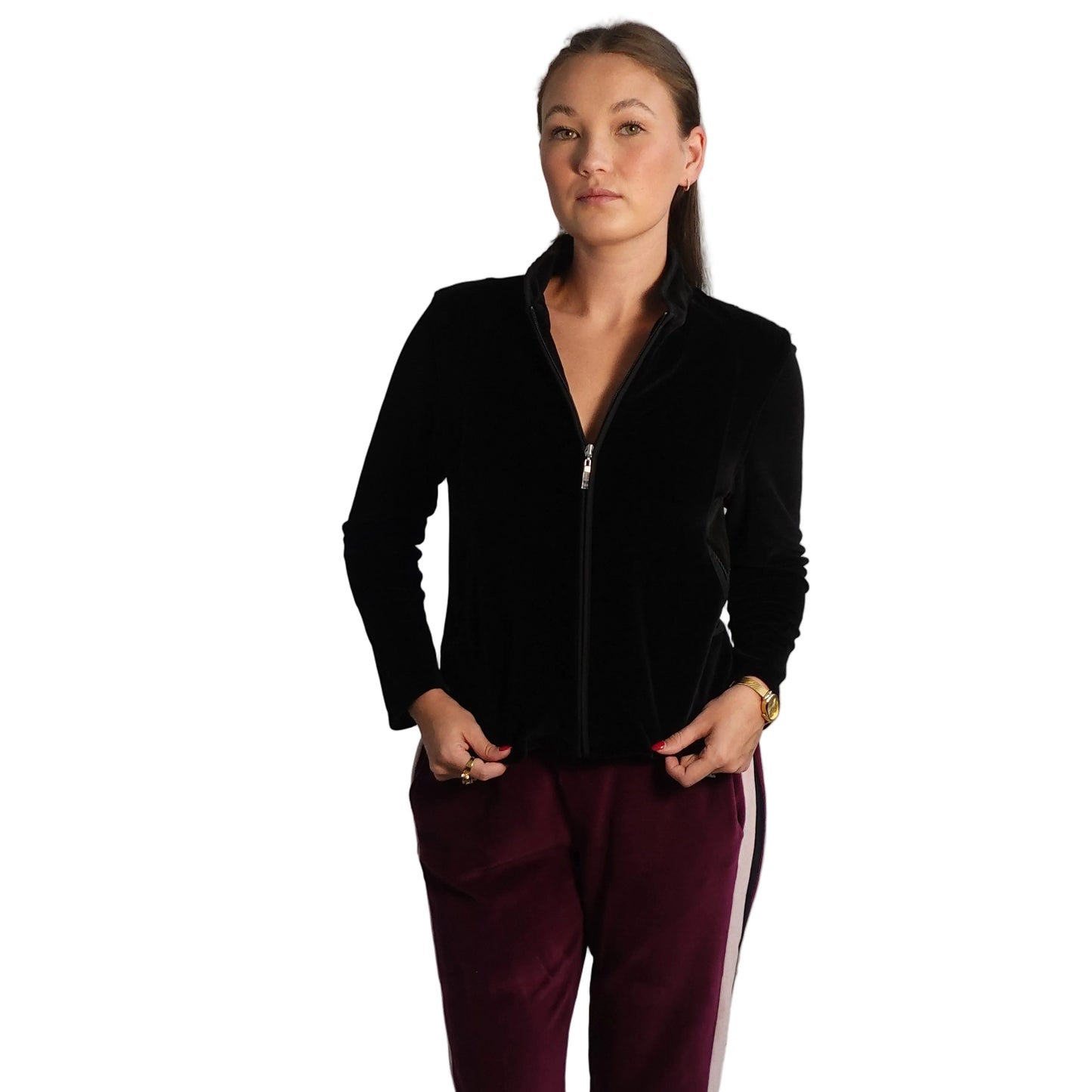 Chic Black Velvet Jacket-S