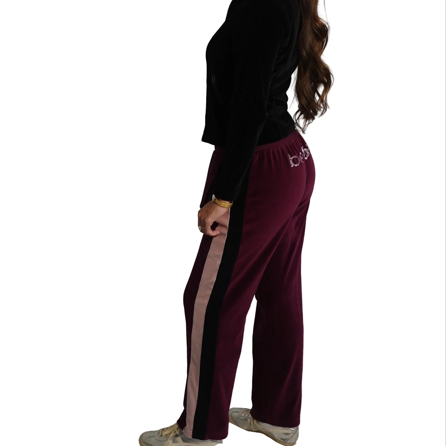 BEBE Sport Burgundy Velour Track Pants