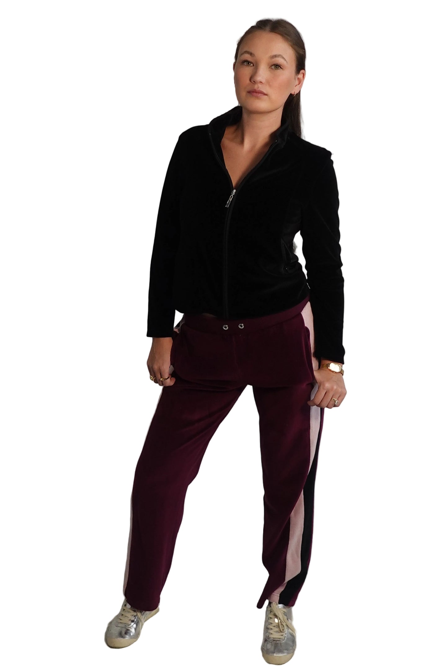 BEBE Sport Burgundy Velour Track Pants