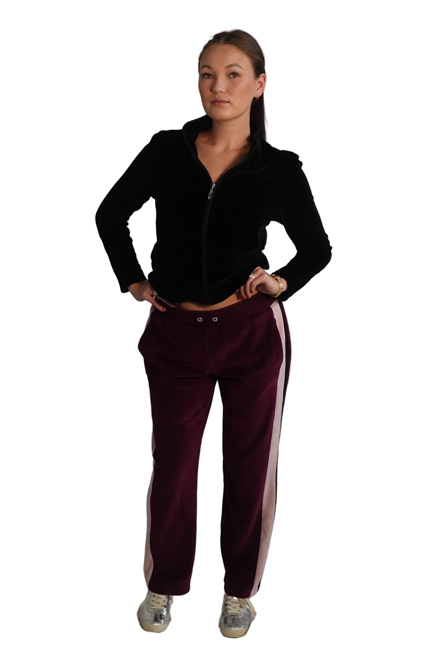 BEBE Sport Burgundy Velour Track Pants