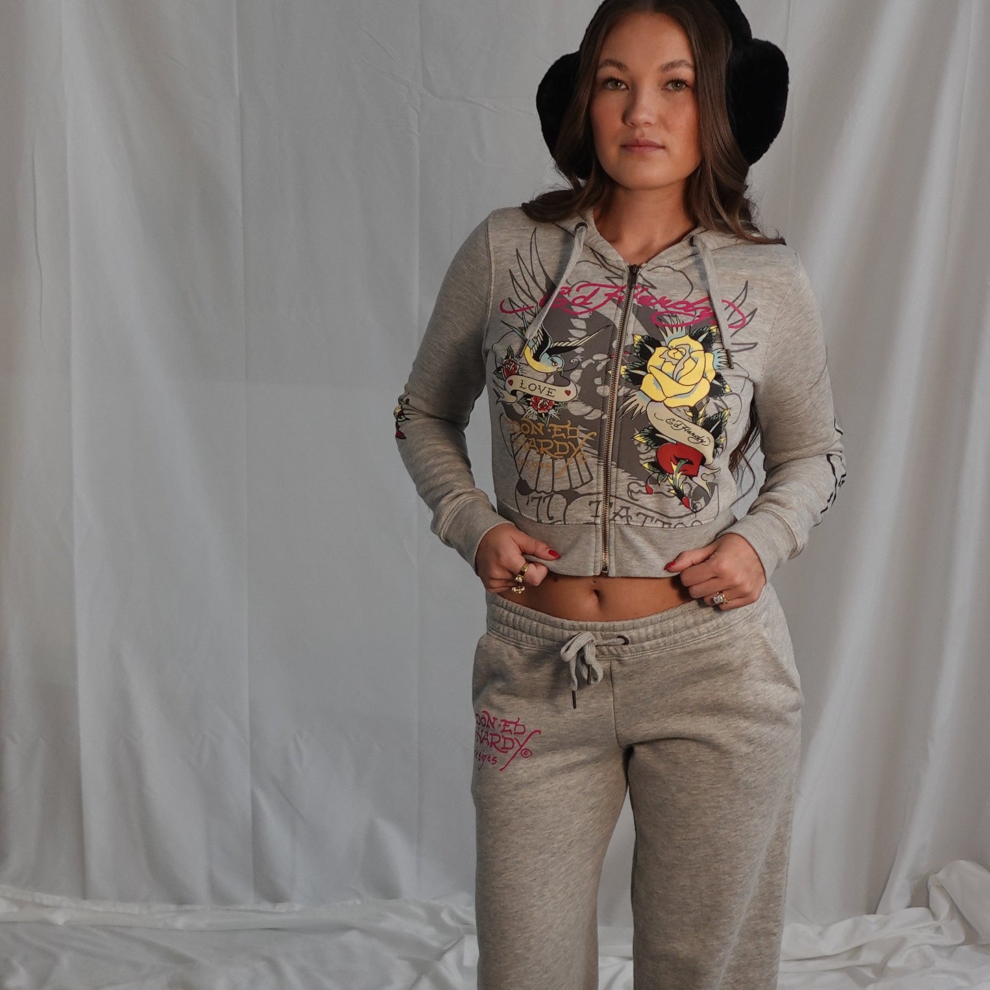 Ed Hardy Grey Sweat Set Jacket