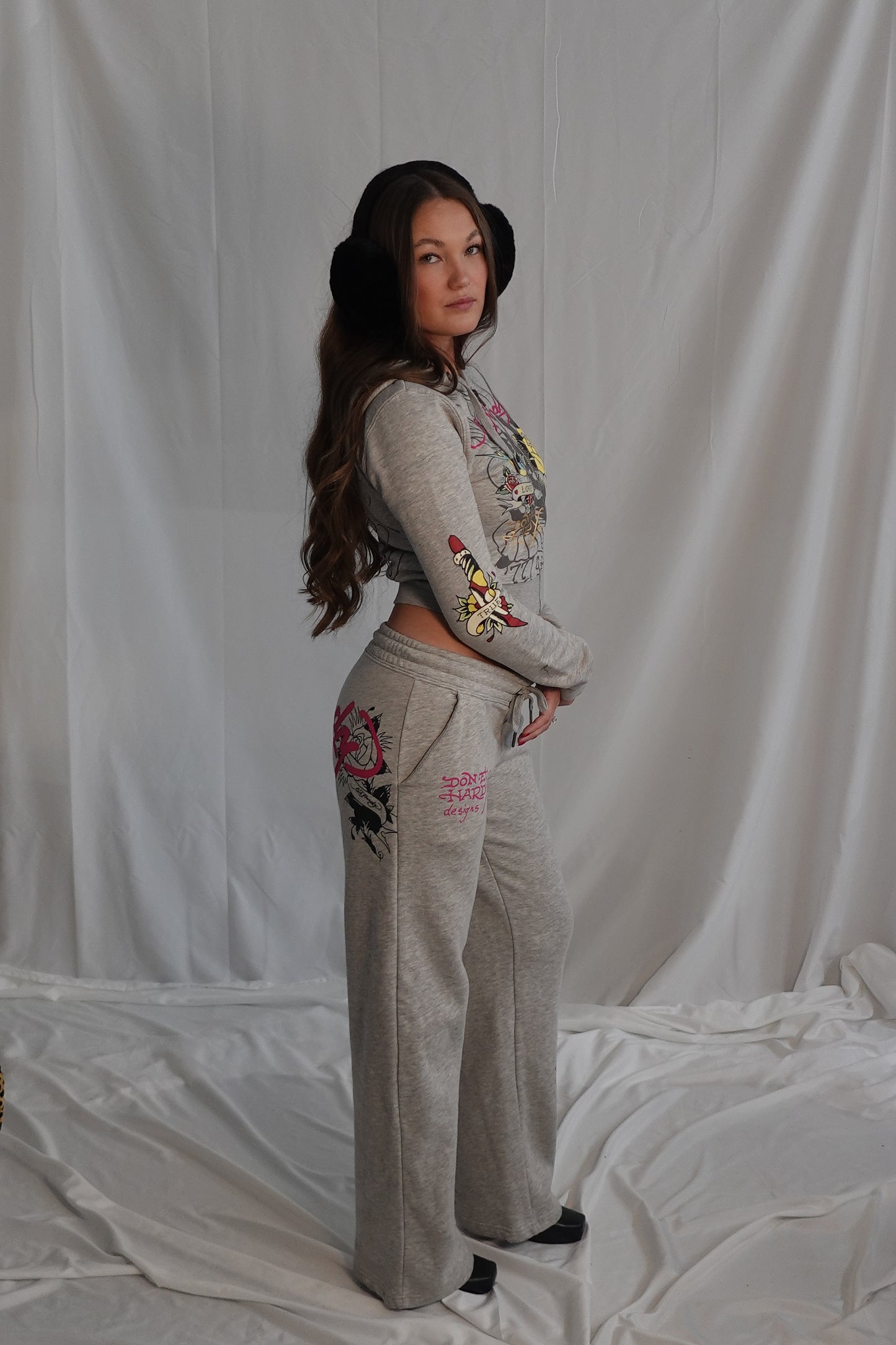 Ed Hardy Grey Sweat Set Jacket