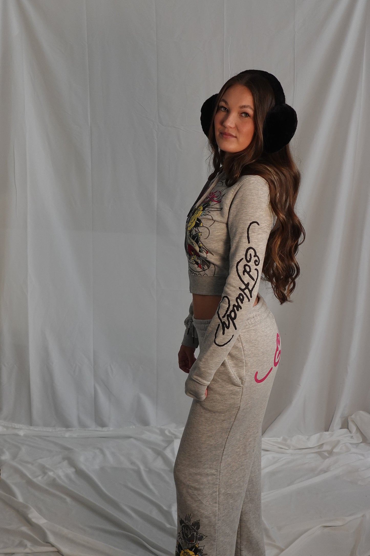 Ed Hardy Grey Sweat Set Jacket