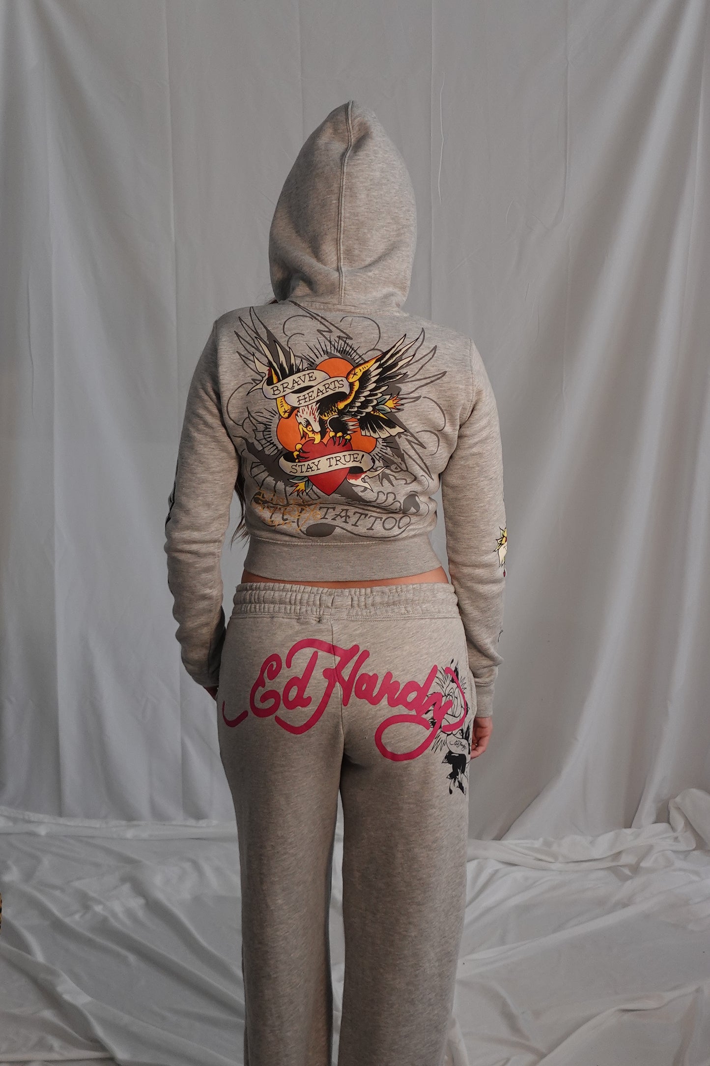 Ed Hardy Grey Sweat Set Jacket