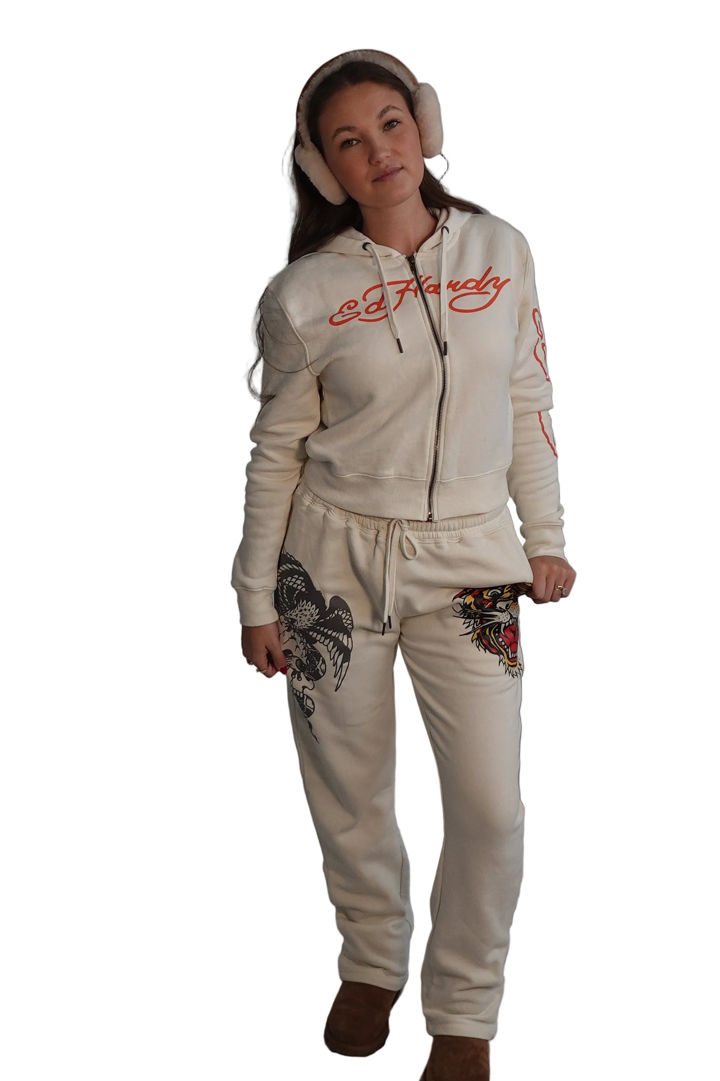 Ed Hardy Off-White & Orange Jacket