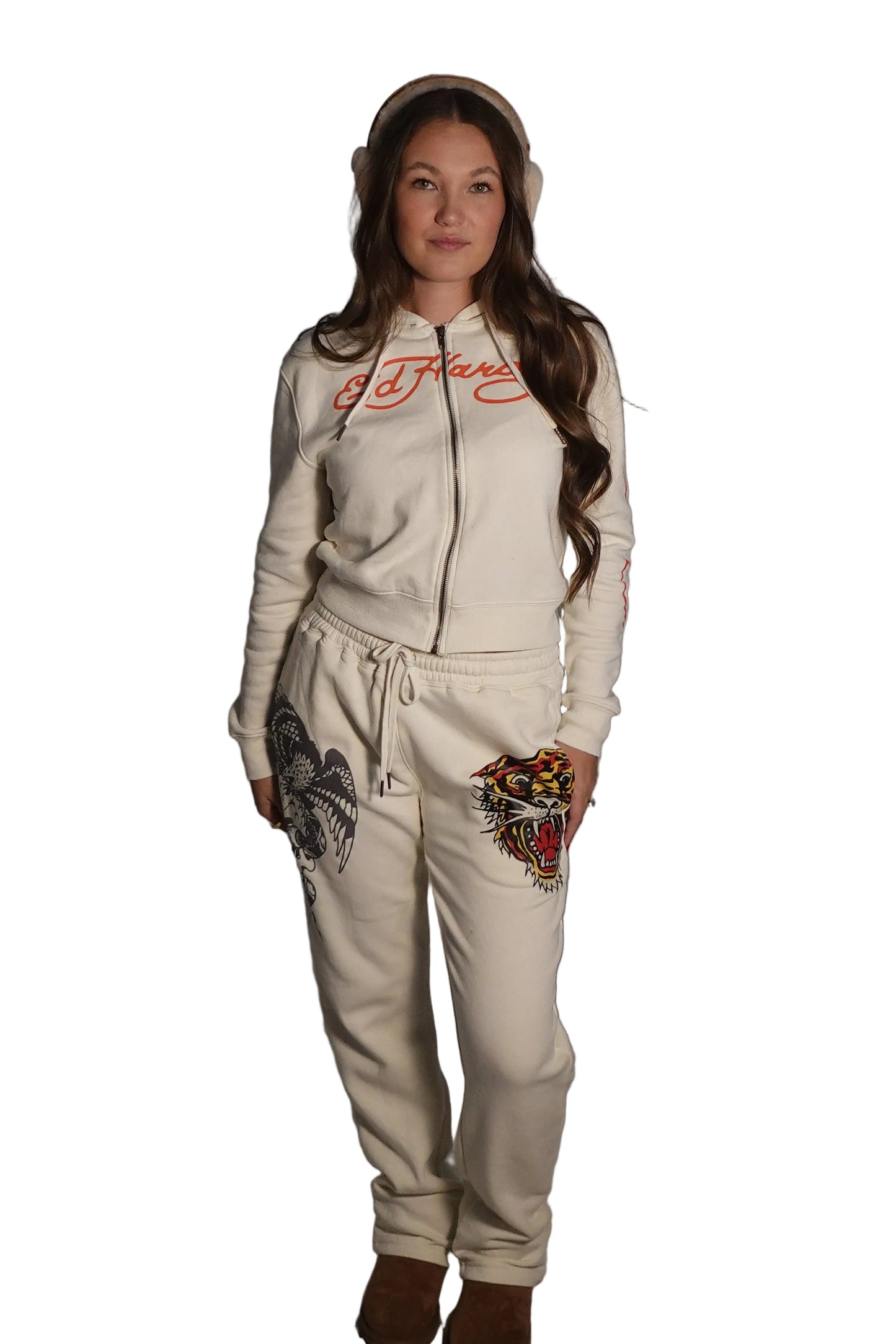 Ed Hardy Off-White & Orange Jacket
