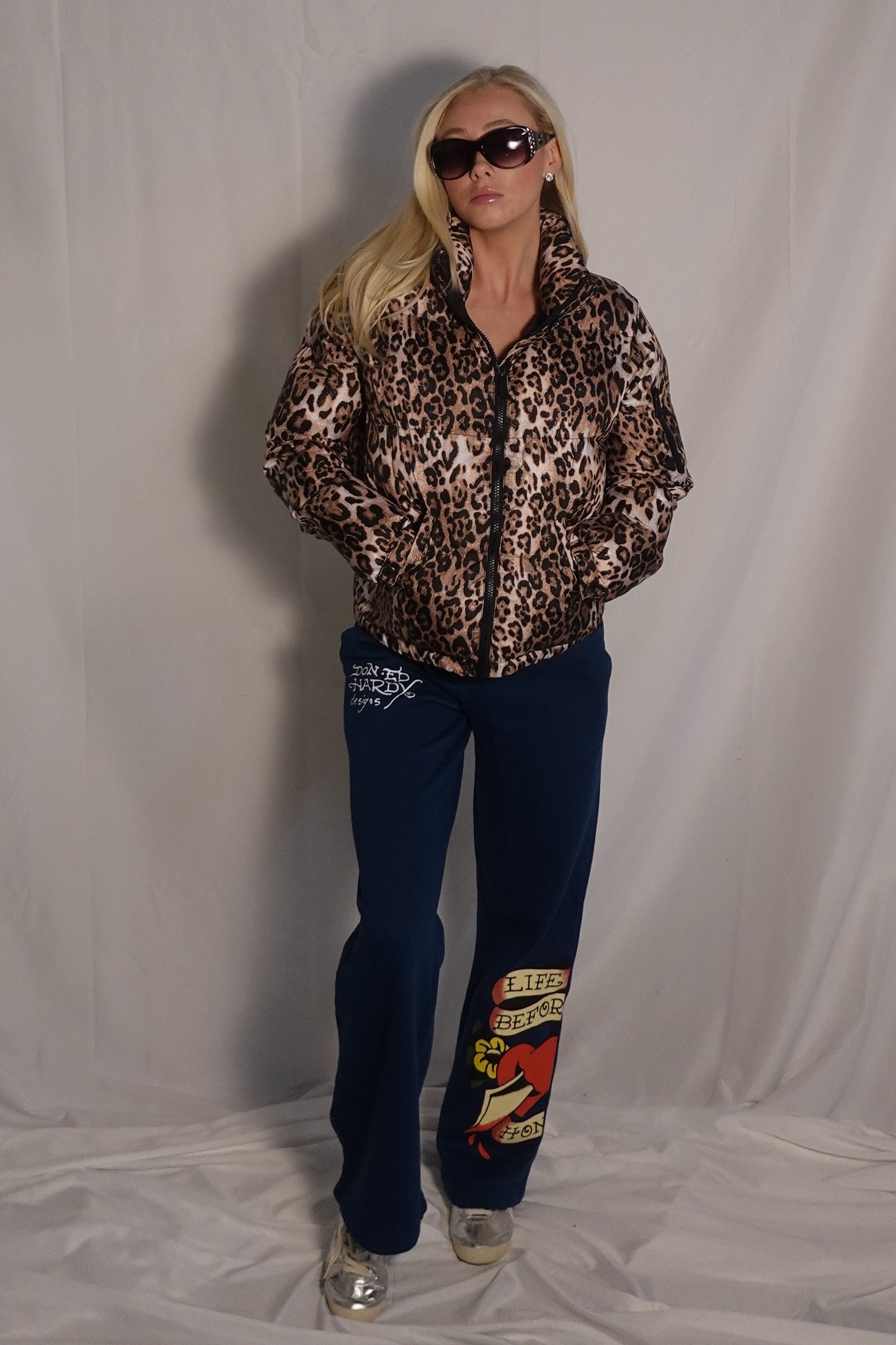 Cavalini Los Angles Leopard Print Puffer Jacket