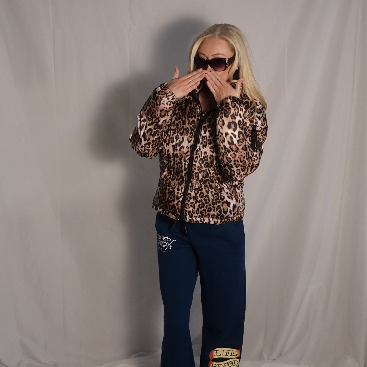 Cavalini Los Angles Leopard Print Puffer Jacket