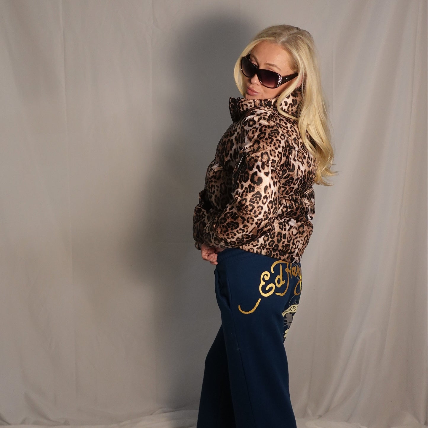 Cavalini Los Angles Leopard Print Puffer Jacket