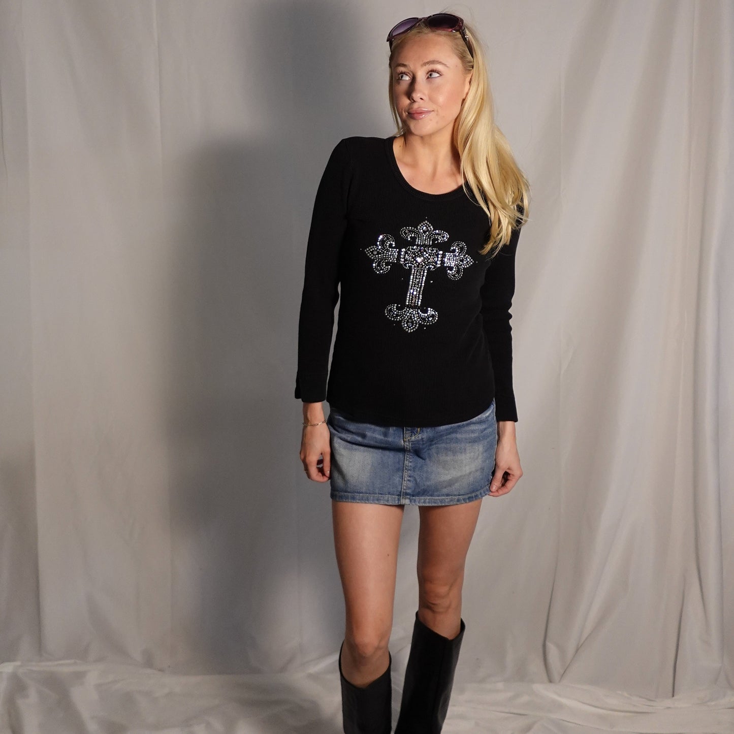 Rock&Roll Rhinestone Longsleeve Top