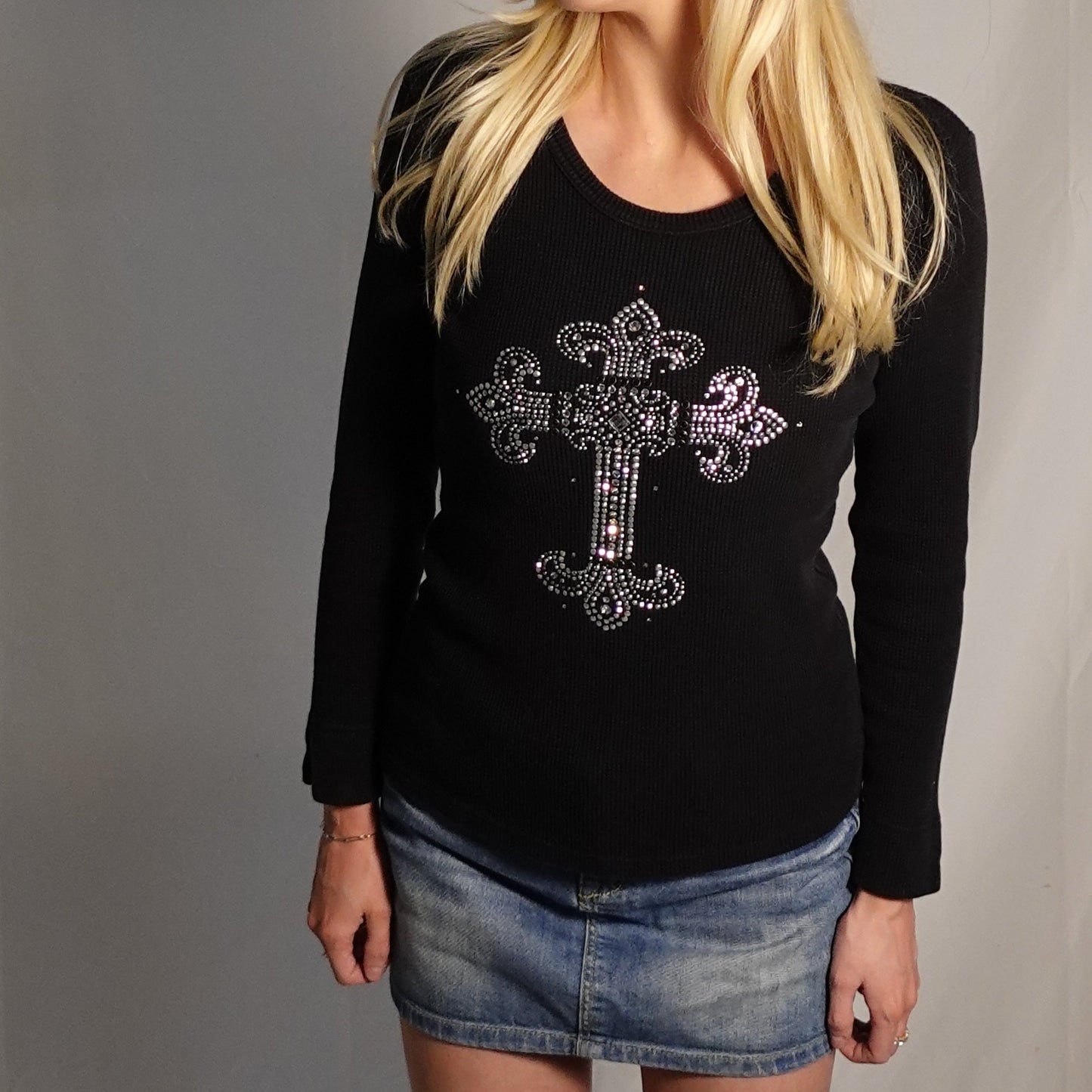 Rock&Roll Rhinestone Longsleeve Top
