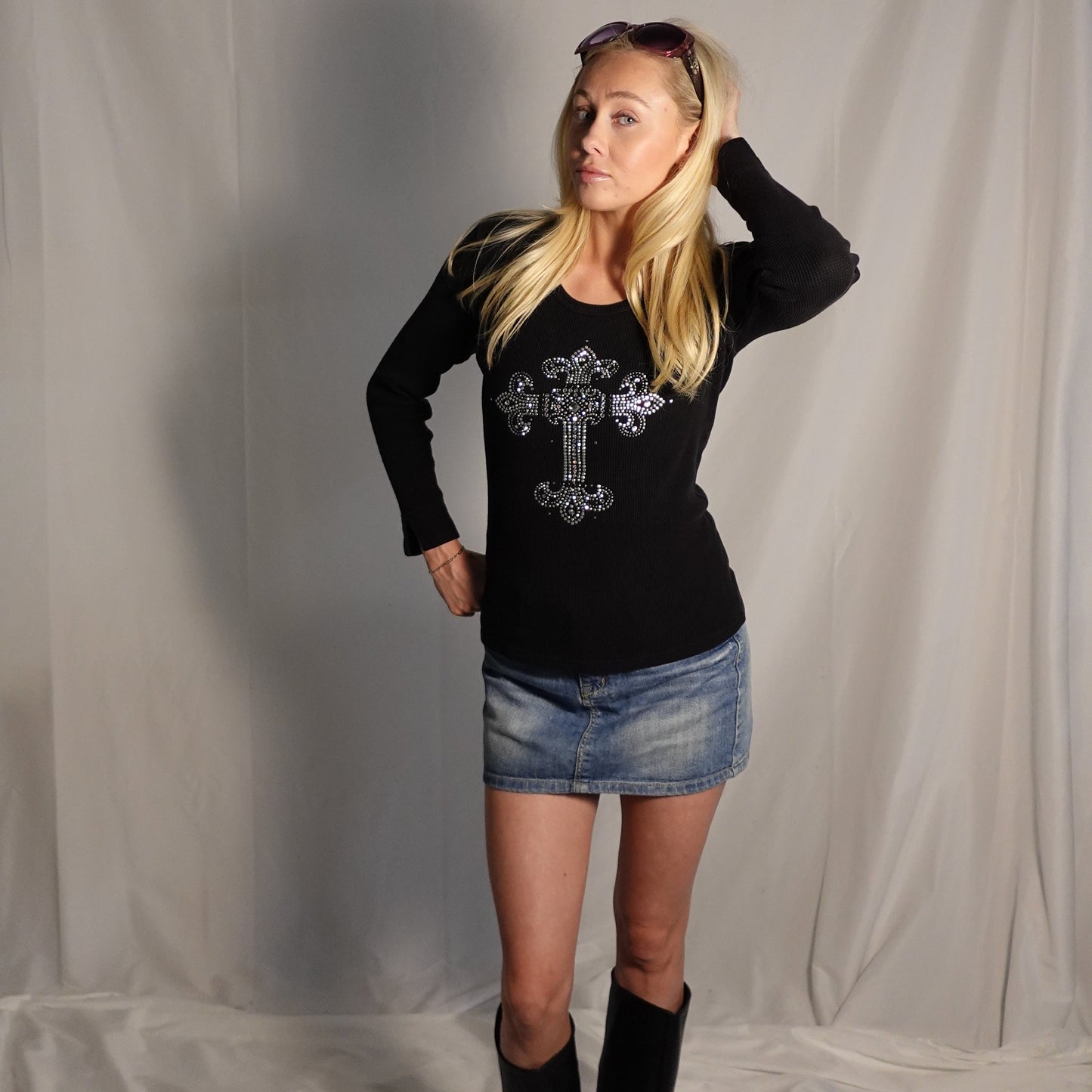 Rock&Roll Rhinestone Longsleeve Top