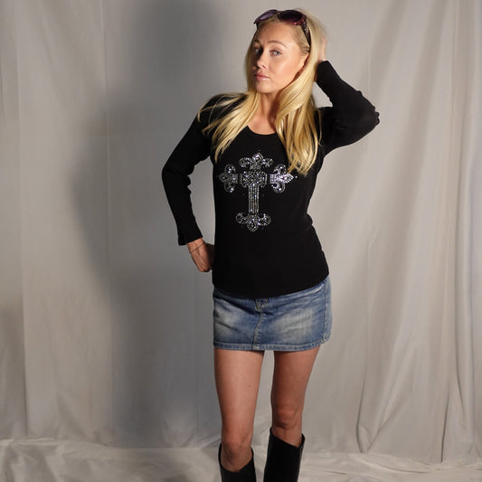 Rock&Roll Rhinestone Longsleeve Top