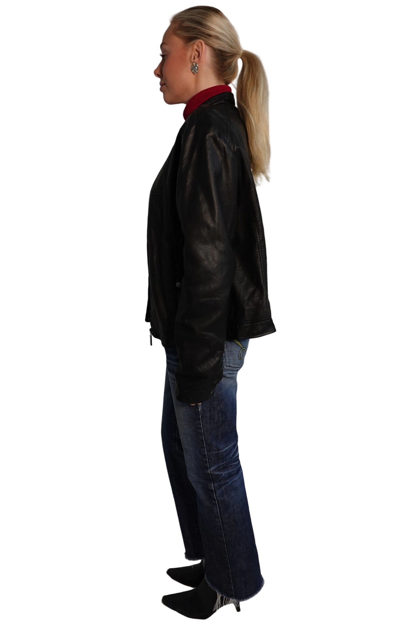 Bernardo Black Faux Leather Moto Jacket-XL