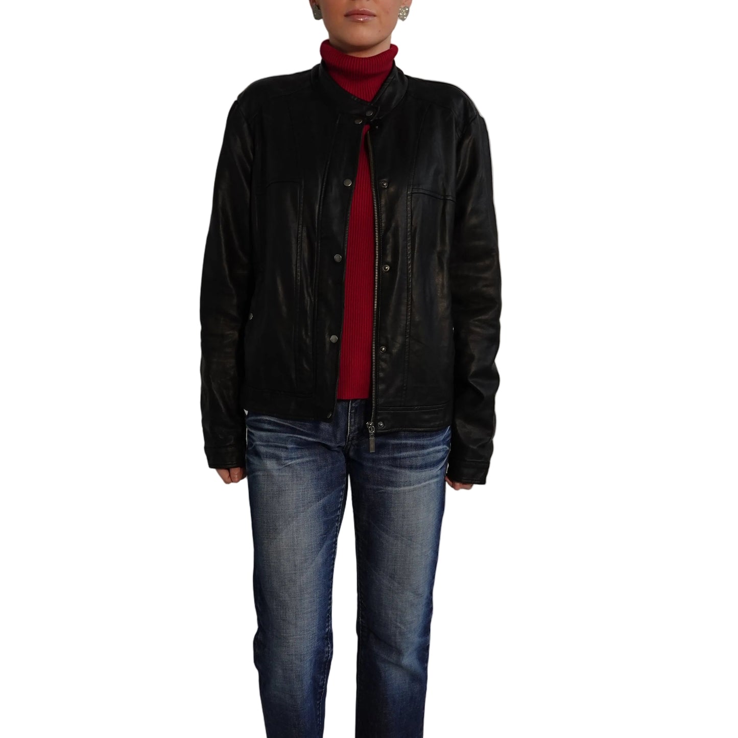 Bernardo Black Faux Leather Moto Jacket-XL