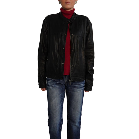 Bernardo Black Faux Leather Moto Jacket-XL
