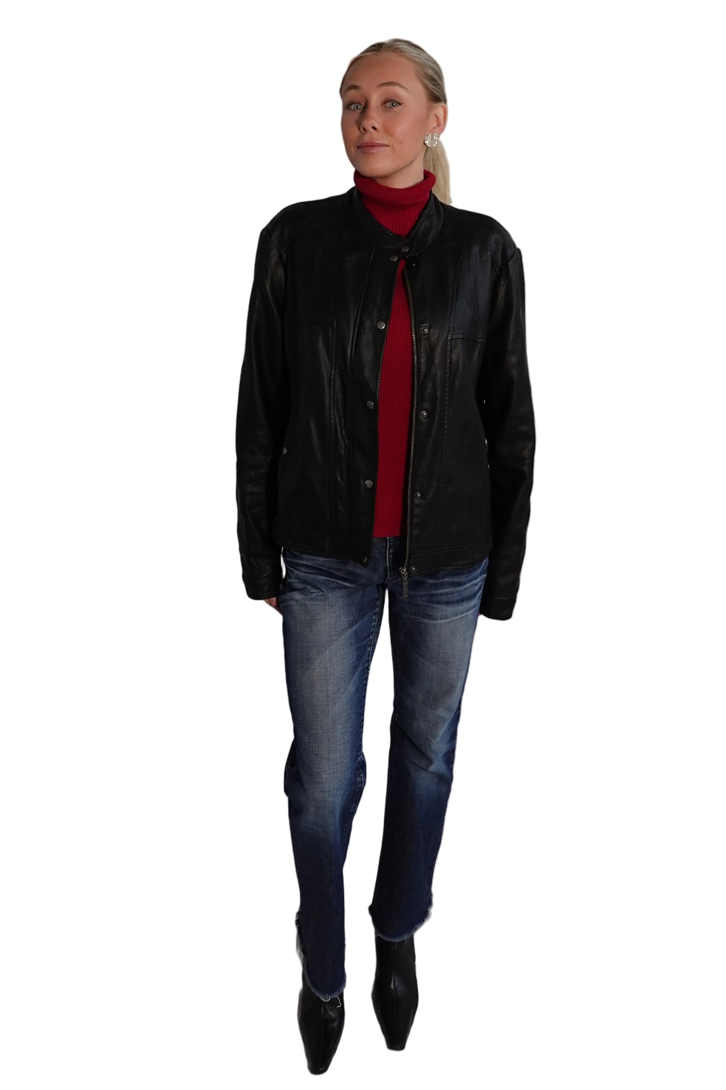 Bernardo Black Faux Leather Moto Jacket-XL