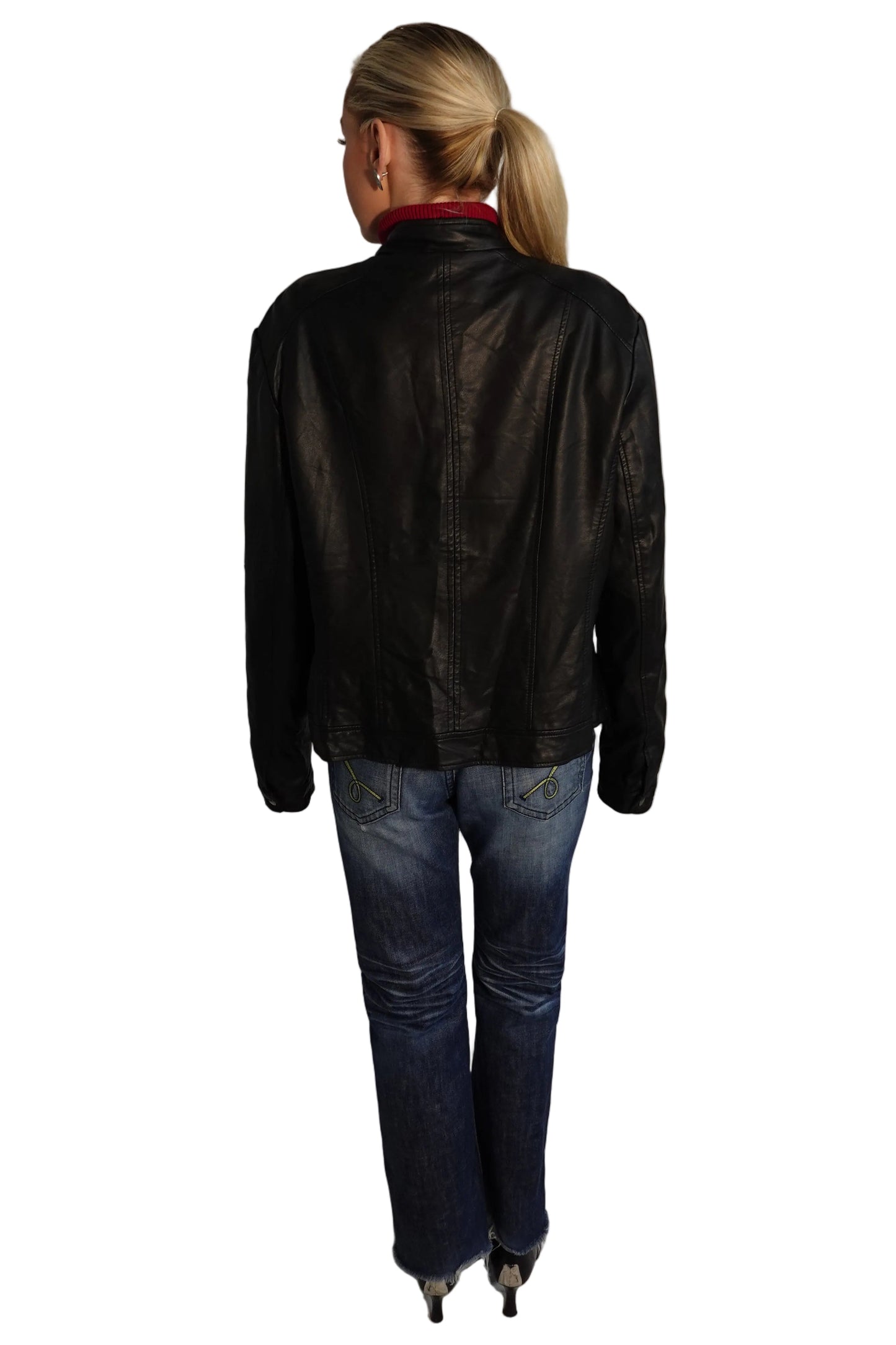 Bernardo Black Faux Leather Moto Jacket-XL
